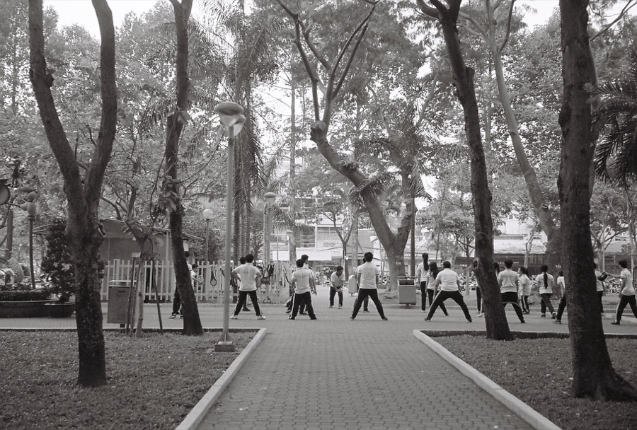 exercising in the park